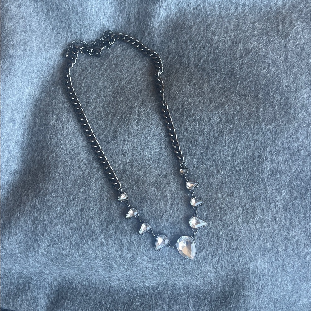 Gunmetal and Crystal Necklace- Short